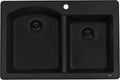 Ruvati 33 x 22 inch epiGranite Drop-in Topmount Granite Composite Quartz Double Bowl Kitchen Sink - Midnight Black - RVG1344BK