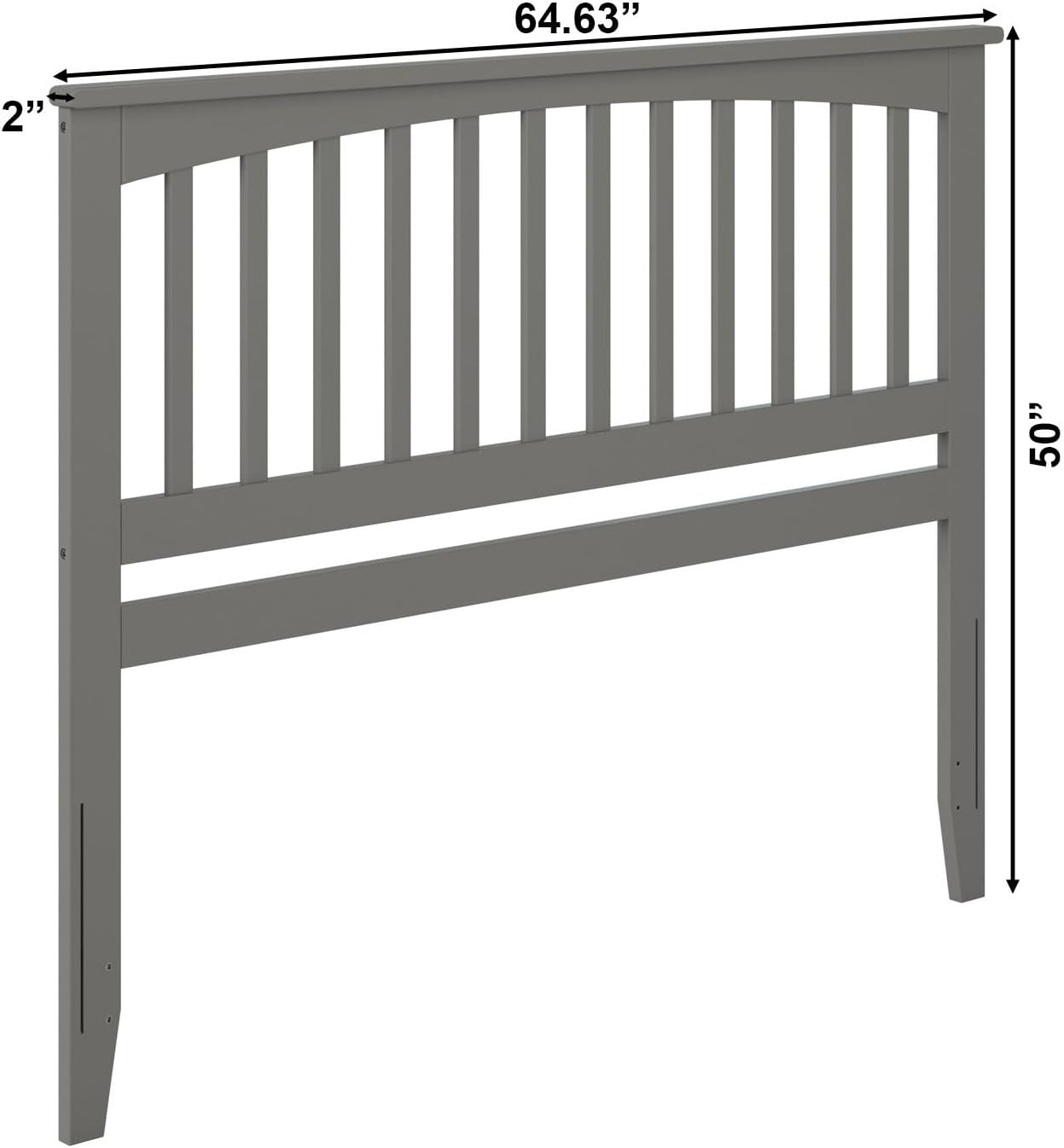 AFI, Mission Queen Solid Wood Headboard, Grey