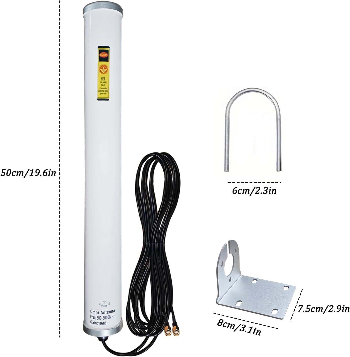 Omni Directional 5G 4G LTE Cellular Antenna for t Mobile, SMA ts9 Outdoor 2x2 MIMO Antennas for 4G LTE Modem/ 5G Router, 16.5 ft Cable SMA Male/ ts9/ mouthing Pole