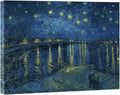 Wieco Art Starry Night Over the Rhone Canvas Prints Wall Art by Van Gogh Famous Oil Paintings Reproduction Extra Large Modern Gallery Wrapped Giclee Artwork Seascape Pictures for Bedroom Home Decor