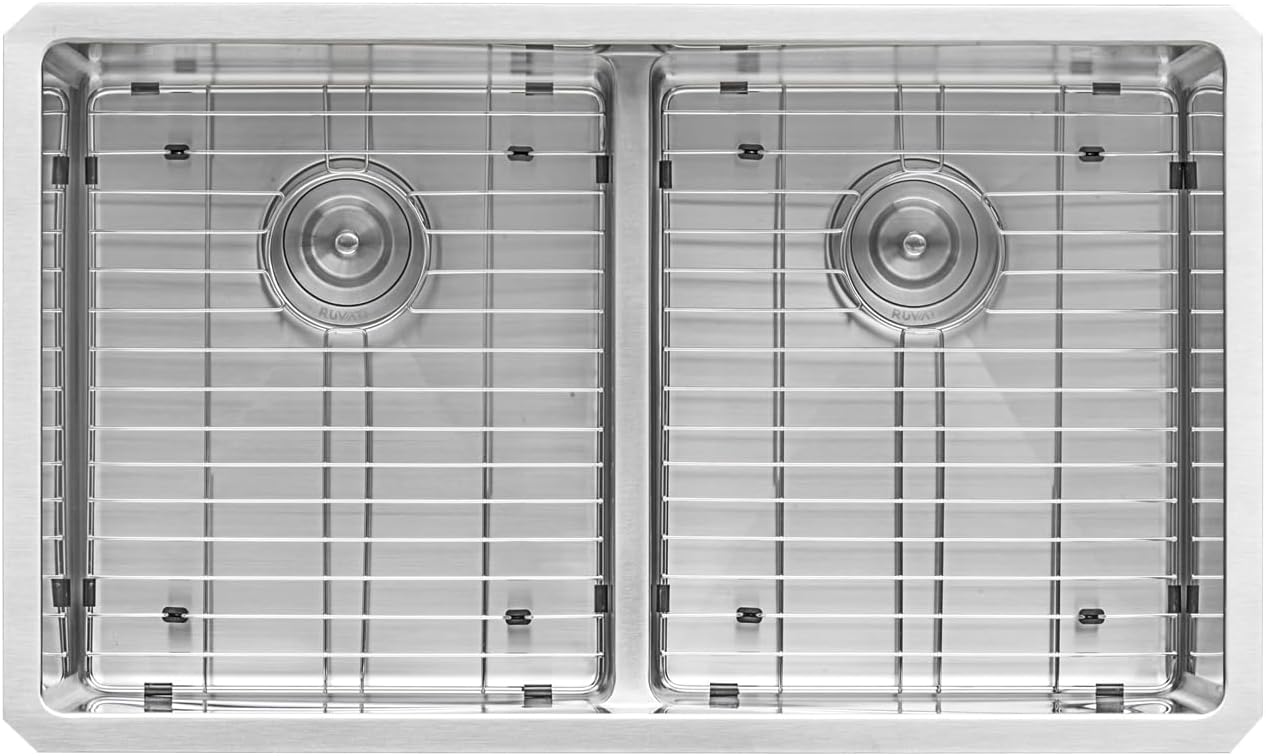 Ruvati 30-inch Low-Divide Undermount Tight Radius 50/50 Double Bowl 16 Gauge Stainless Steel Kitchen Sink - RVH7355