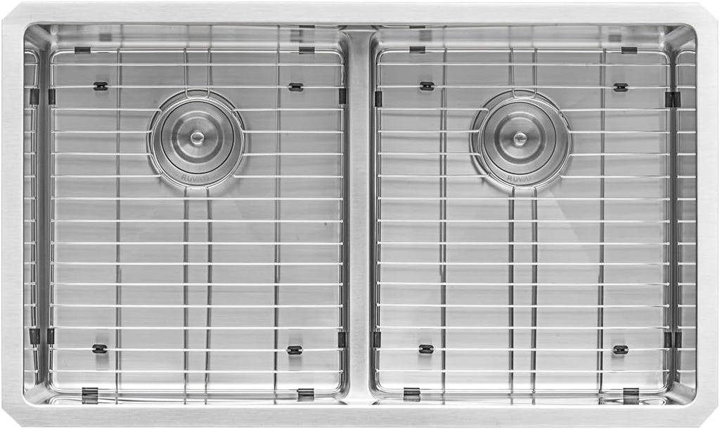 Ruvati 32-inch Low-Divide Undermount Tight Radius 50/50 Double Bowl 16 Gauge Stainless Steel Kitchen Sink - RVH7411