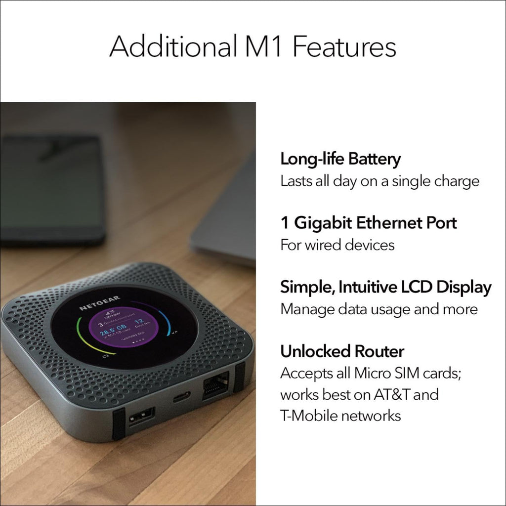 Netgear Nighthawk MR1100 4G LTE Mobile Hotspot Router (AT&T GSM Unlocked)(Steel Gray)