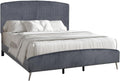 HomeStock Velvet Upholstered Panel Bed - Modern Bedroom Furniture - Gray California King