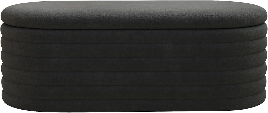 Storage Ottoman Bench 40 inch Upholstered Chenille Fabric Storage Bench for Bedroom End of Bed Stool Aesthetic Large Storag Ottoman for Living Room Entryway,Black