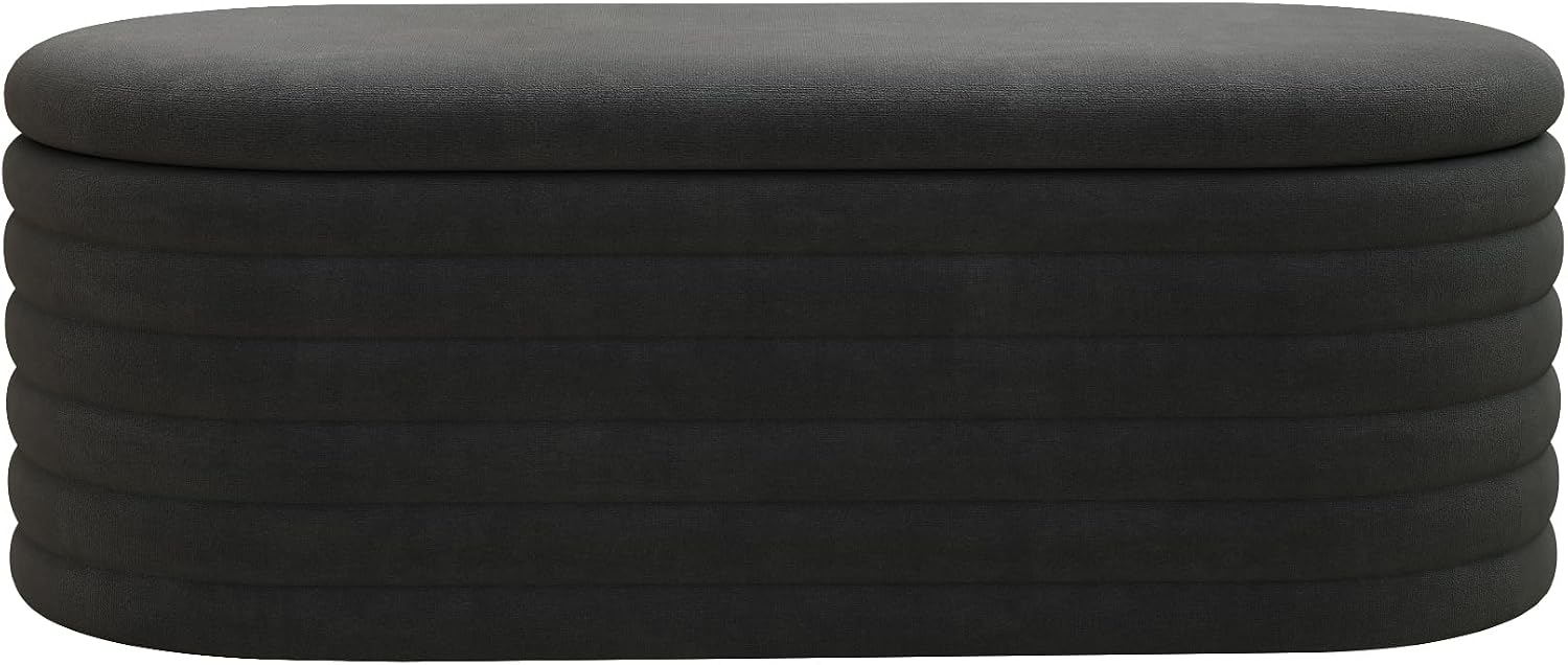 Storage Ottoman Bench 40 inch Upholstered Chenille Fabric Storage Bench for Bedroom End of Bed Stool Aesthetic Large Storag Ottoman for Living Room Entryway,Black