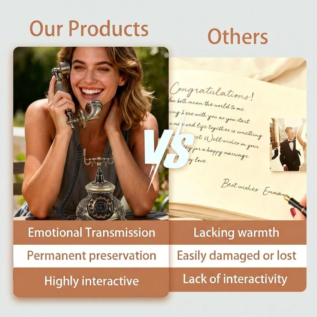 Audio Guest Book Wedding Phone, FESTRING Audio Guestbook, Recording Wedding Phone Guest Book, Retro Design Perfect for Weddings/Anniversaries/Parties/Birthday/Graduation/Baby Shower/Retirement, Bronze