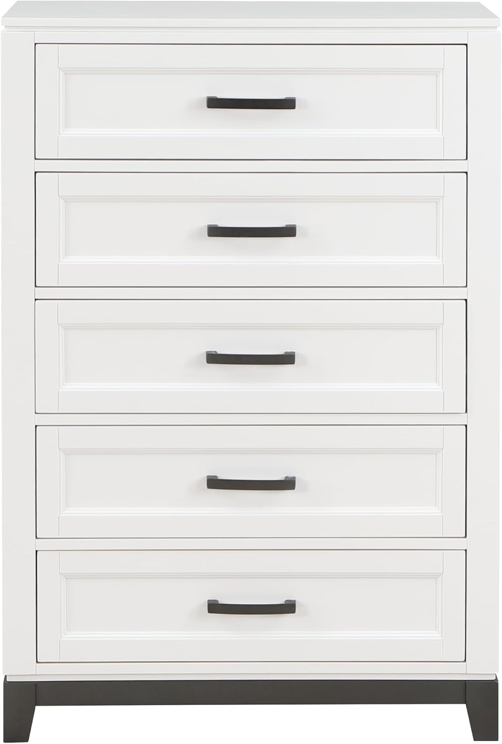 White Finish Bedroom Furniture Set Full Size 6pcs Platform Bed with Drawers Transitional Style