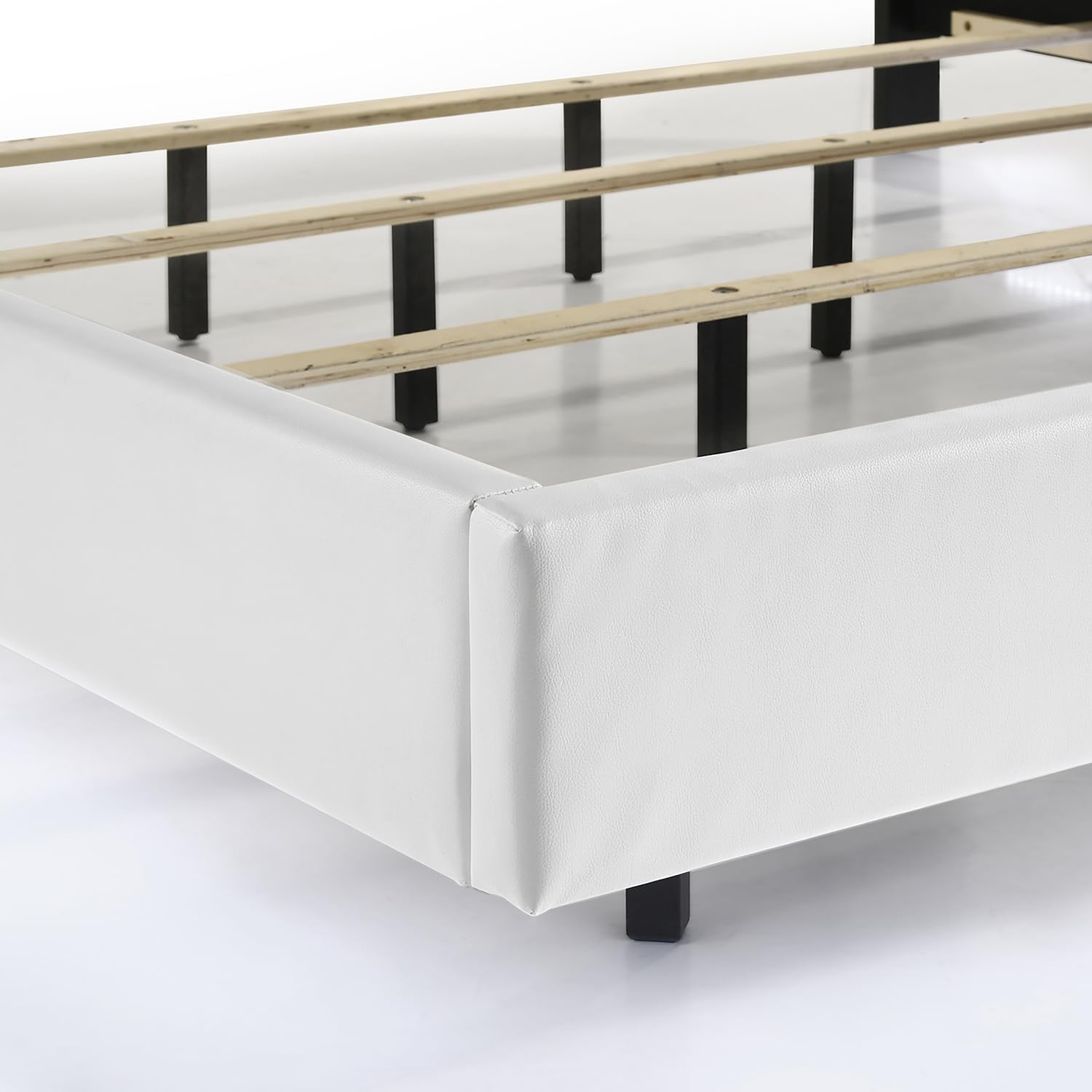 HomeStock Platform Bed - White Finish - Modern Bedroom Furniture California King