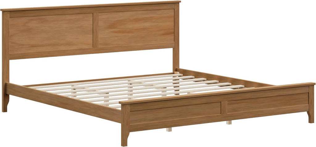 King Size Wood Bed Frame and Headboard, Modern Retro Seadrift Platform Beds Frames, Sturdy and Durable Design Rustic Wooden Bedroom Set, Easy Assembly, No Box Spring Needed (Seadrift, King)
