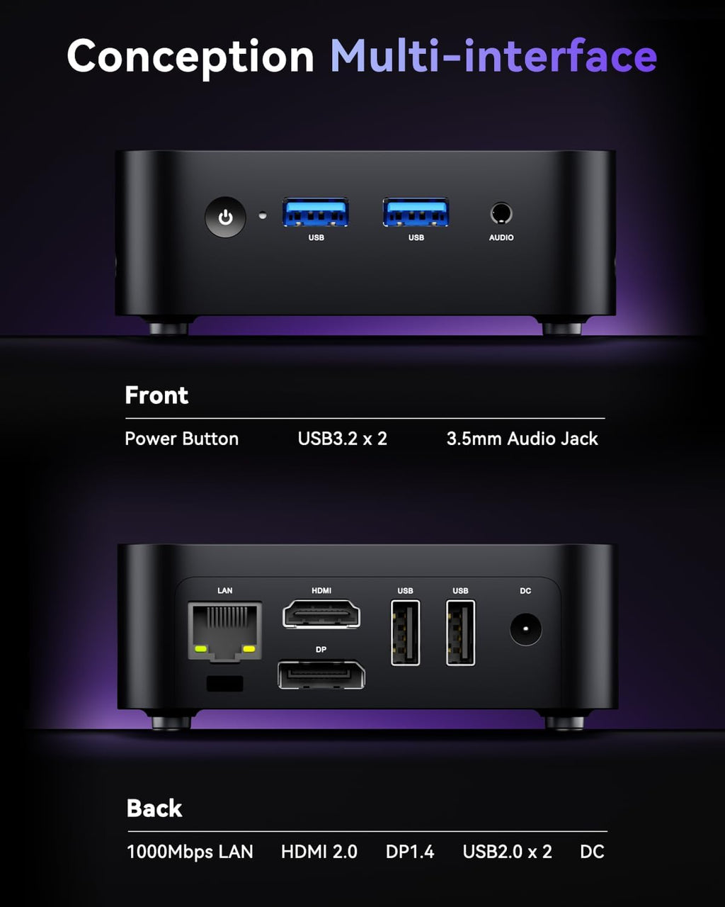 ACEMAGIC Vista V1 N95 Mini Pc, 12Th Gen Intel N95 (Beat N100, Up to 3.6Ghz), 16GB DDR4 RAM 512GB SSD Mini Computers, 4K Dual Display, WiFi/Bt, Vesa Mount, Home/Office Micro Pc