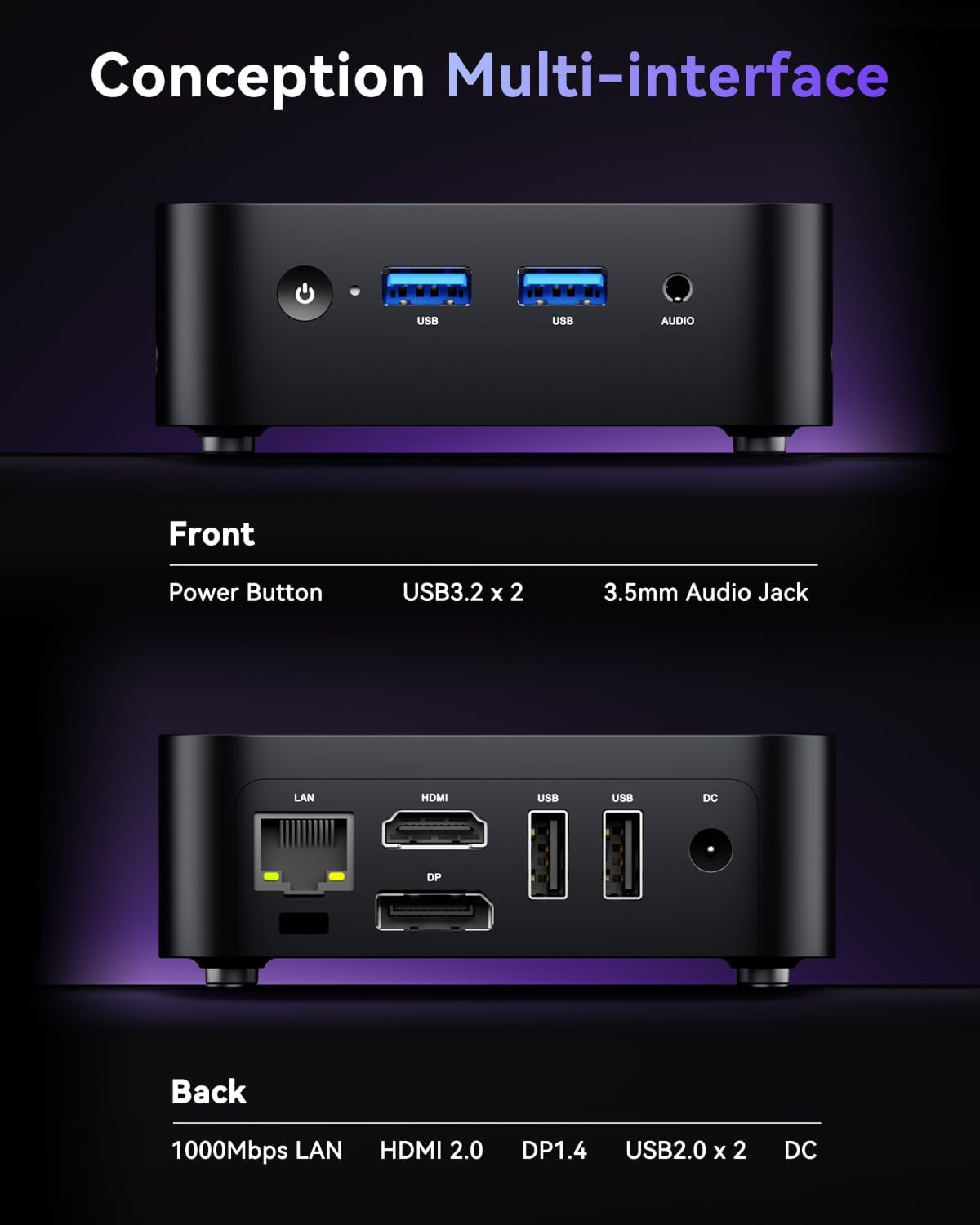 ACEMAGIC Vista V1 N95 Mini Pc, 12Th Gen Intel N95 (Beat N100, Up to 3.6Ghz), 16GB DDR4 RAM 512GB SSD Mini Computers, 4K Dual Display, WiFi/Bt, Vesa Mount, Home/Office Micro Pc