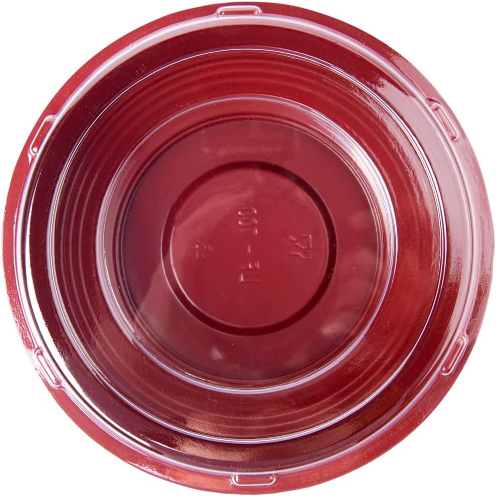 24 Ounce Food Containers, 200 Disposable Salad Bowls - Lids Included, Microwavable, Black And Red Plastic To Go Bowls, Asian Inspired, Perfect For Picnics, Or Take Outs - Restaurantware