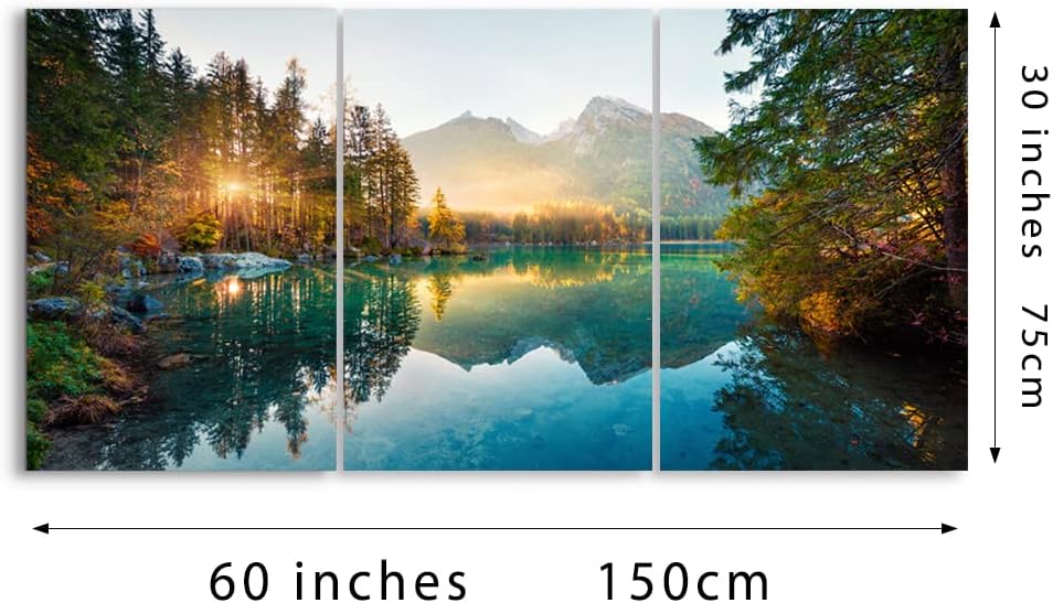 Autumn Lake Large Stretched Canvas Wall Art For Living Room Bedroom Home Decoration,Mordern Morning Sunrise View Print Picture Painting Decor Giclee Artwork,Gallery Wrapped Gift,Inner Frame (20x30x3)
