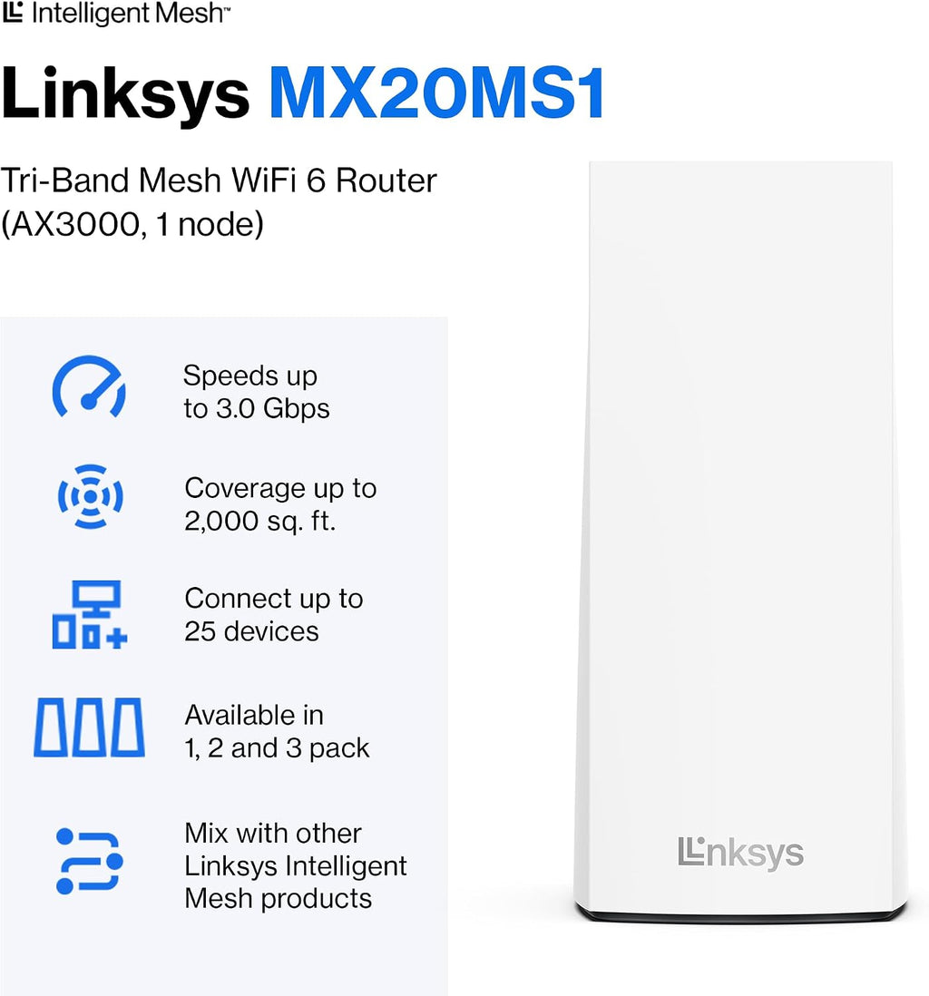 Linksys Atlas WiFi 6 Router Home WiFi Mesh System, Dual-Band & Hydra Pro 6 Mesh WiFi 6 Router - WiFi Extender Replacement - MR5500-AMZ - Mesh WiFi Router for Wireless Internet - WiFi Mesh Wireless