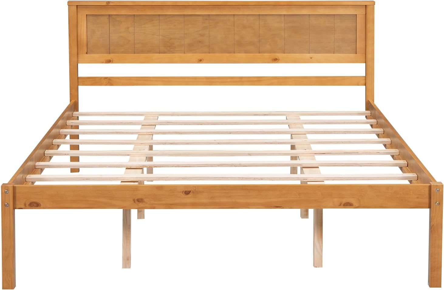 Queen Size Wood Bed Frame and Headboard, Modern Retro Brown Platform Beds Frames, Sturdy and Durable Design Rustic Wooden Bedroom Set, Easy Assembly, No Box Spring Needed (Oak, Queen)