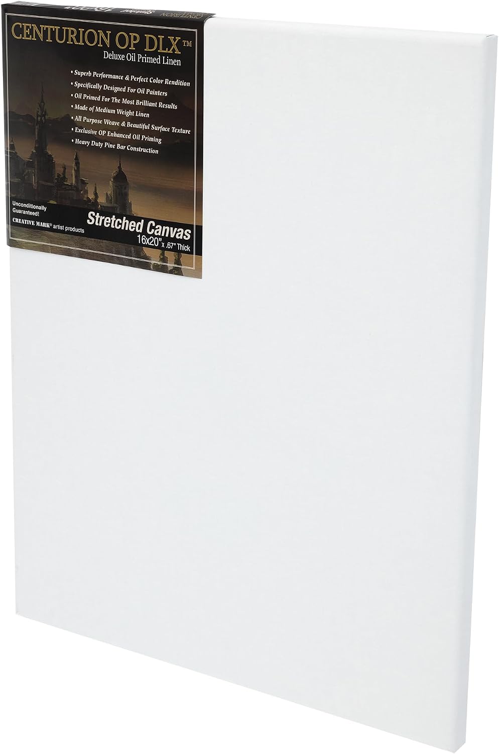 Centurion Deluxe Professional Oil Primed Linen Stretched Canvas, 11oz Linen, 16x20 - Box of 6, 0.67' Deep Canvases, Kiln-Dried Stretchers, Back Stapled, Premium Medium Weight Canvas for Oil Paintings