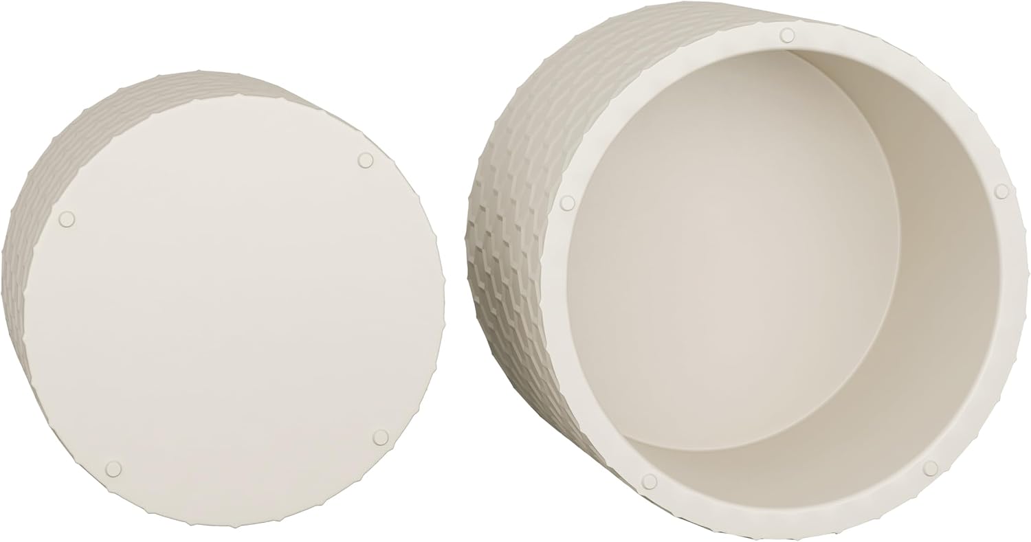 Round Nesting Coffee Table Set of 2, Modern Circular Side Table Set with Honeycomb Design, 2 Piece Nesting End Table Accent Tables Coffee Table for Living Room Bedroom Apartment - Beige