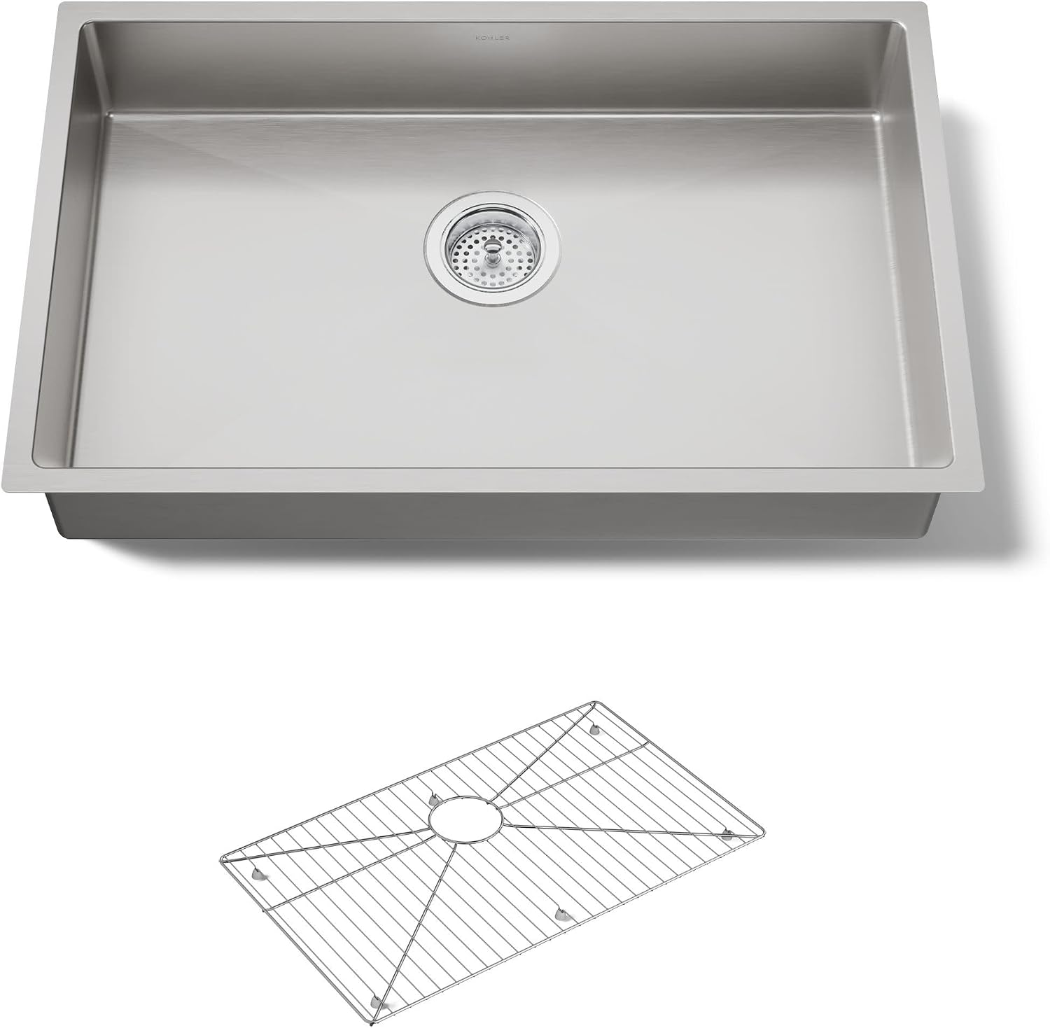 KOHLER Strive 29-1/2' Undermount Double-Bowl Kitchen Sink, Includes Accessories, 16-Gauge Stainless Steel, SilentShield® Sound Absorption, K-33154-NA