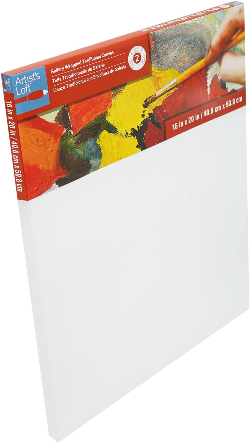 Artist's Loft 24' x 36' Level 2 Gallery Wrapped Traditional Canvas - Archival, Acid Free Cotton Canvas for Paint, Acrylic, & Oils - Bulk 12 Pack