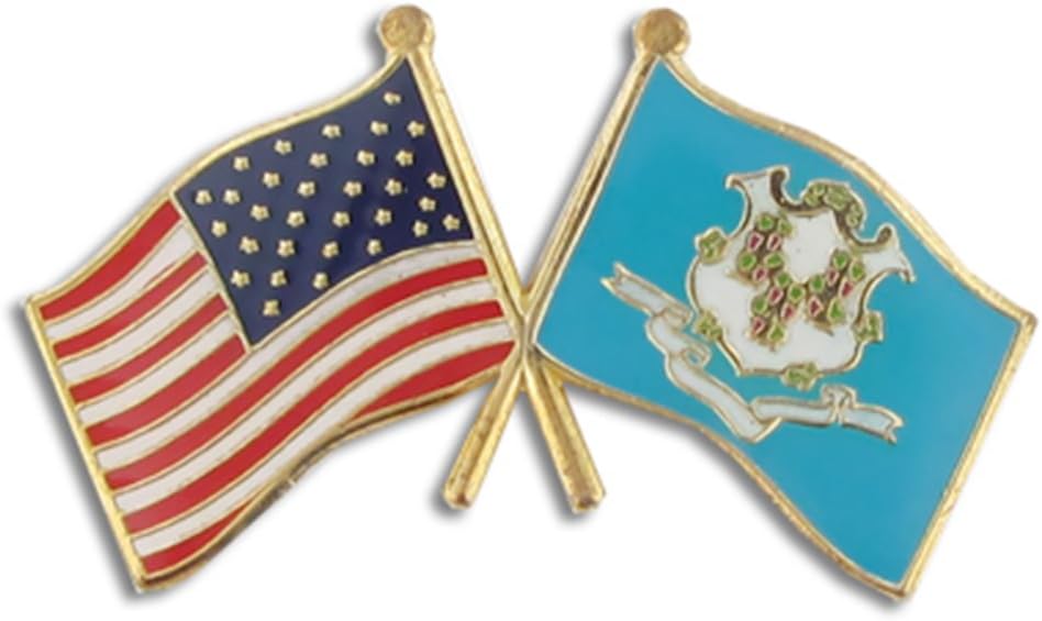 PinMart USA Crossed Friendship American Flag Pin – Gold-Colored Plated Enamel – Clutch Back – Ideal for Events, Awards, Gifts – Durable, Individually Bagged