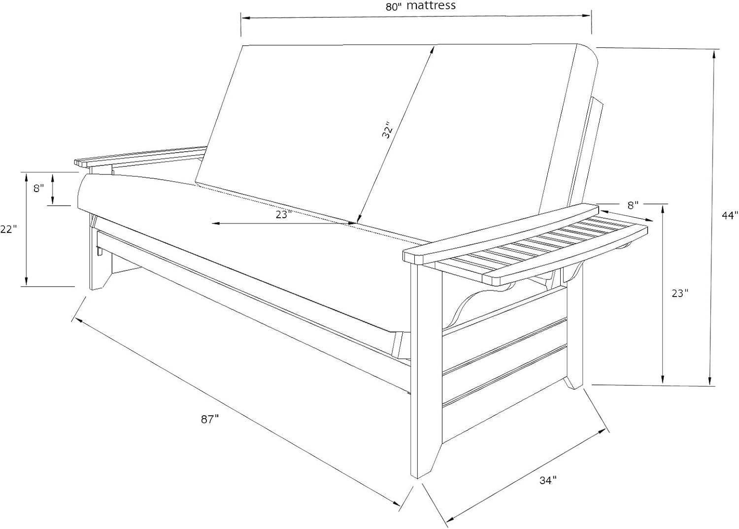 Kodiak Futons Phoenix Futon in Butternut Finish with Storage Drawer, Full, Model:760707