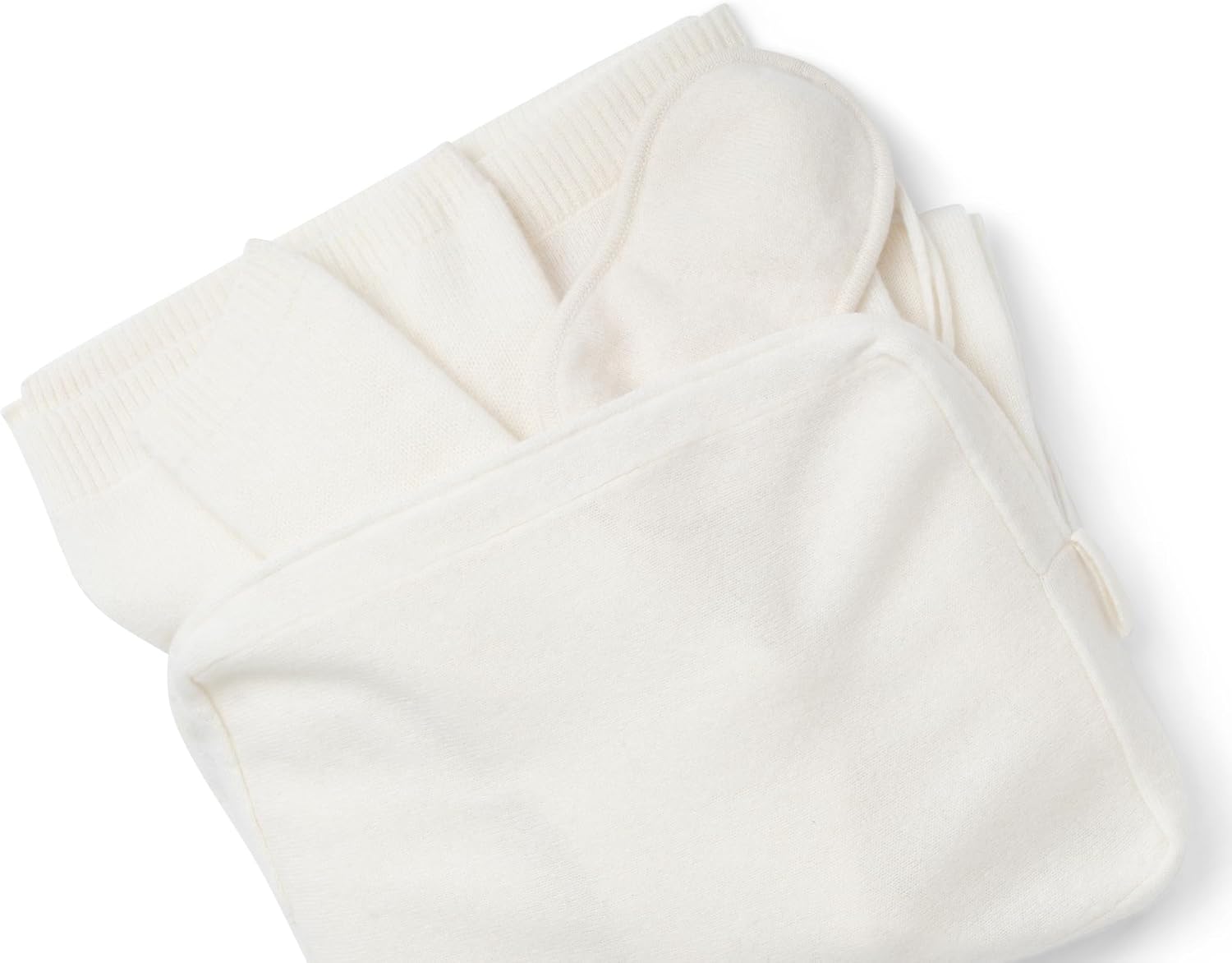 Jet&Bo 100% Pure Cashmere Travel Set: Blanket, Eye Mask, Socks, Carry/Pillow Case Ivory in Gift Box