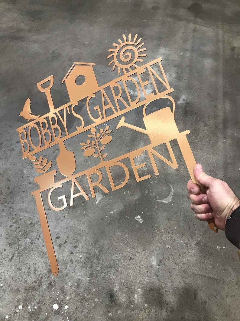 Custom Garden Sign, Garden Sign, Personalized Garden Sign, Garden Stake (27' W x 23' H, Black)