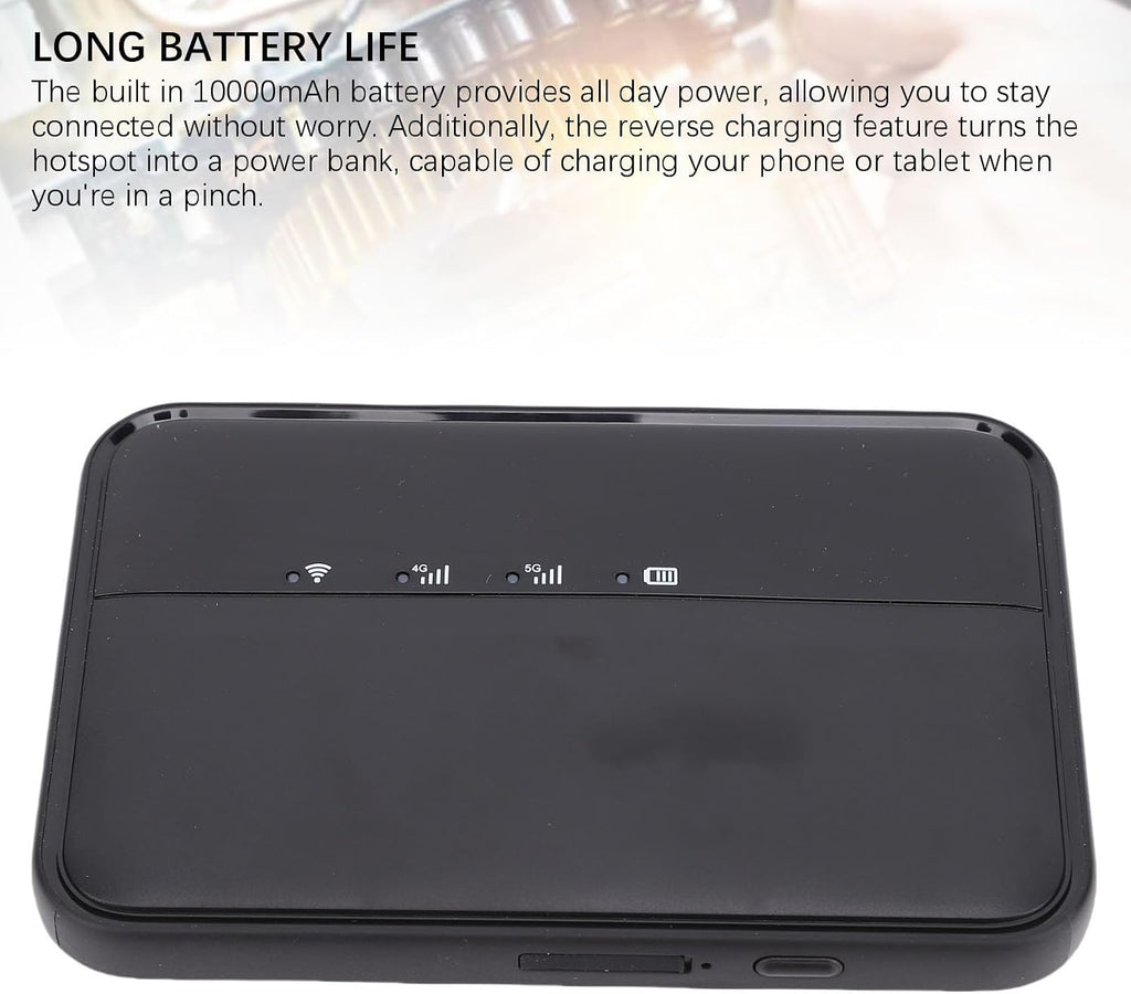 LICAEVEY 5G Mobile Hotspots Portable WiFi, Router with SIM Card Slot, 900mbps 5G Modem Wireless Router with 10000mah Battery, Supports 16 Connected Devices