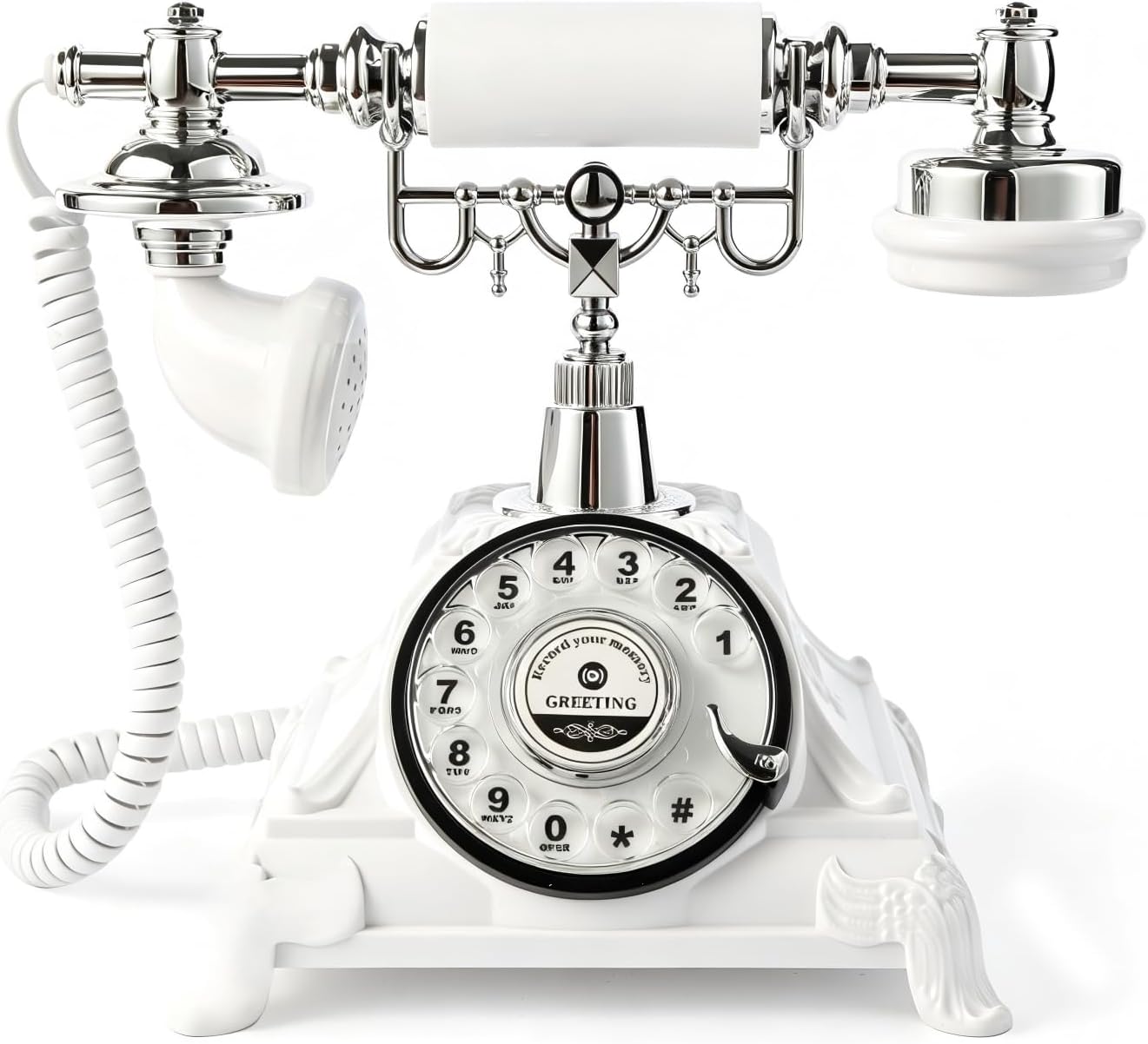 Audio Guest Book Wedding Phone, Audio Guest Book Record Customized Audio Messages Guest Book Alternatives Classic Rotary Phone for Parties Birthdays Rentals Confessions Special Occasions (White)