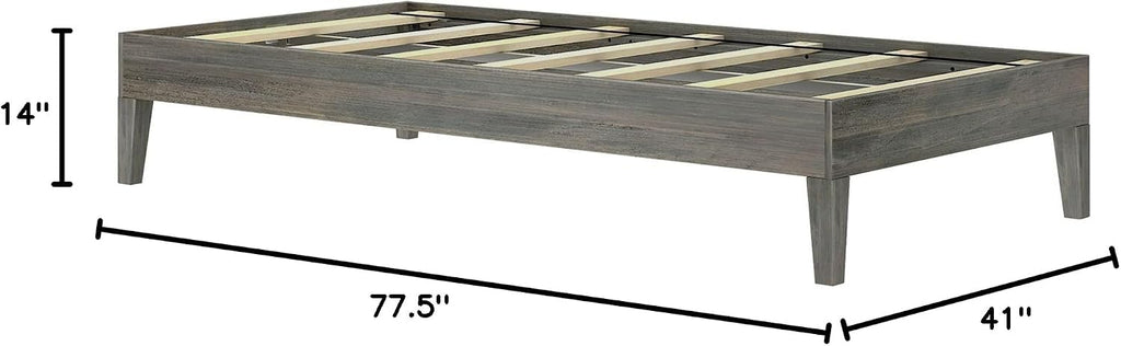 Plank+Beam Solid Wood Platform Bed Frame, Strong Wood Slat Support, No Box Spring Needed, Easy Assembly, Driftwood, Twin