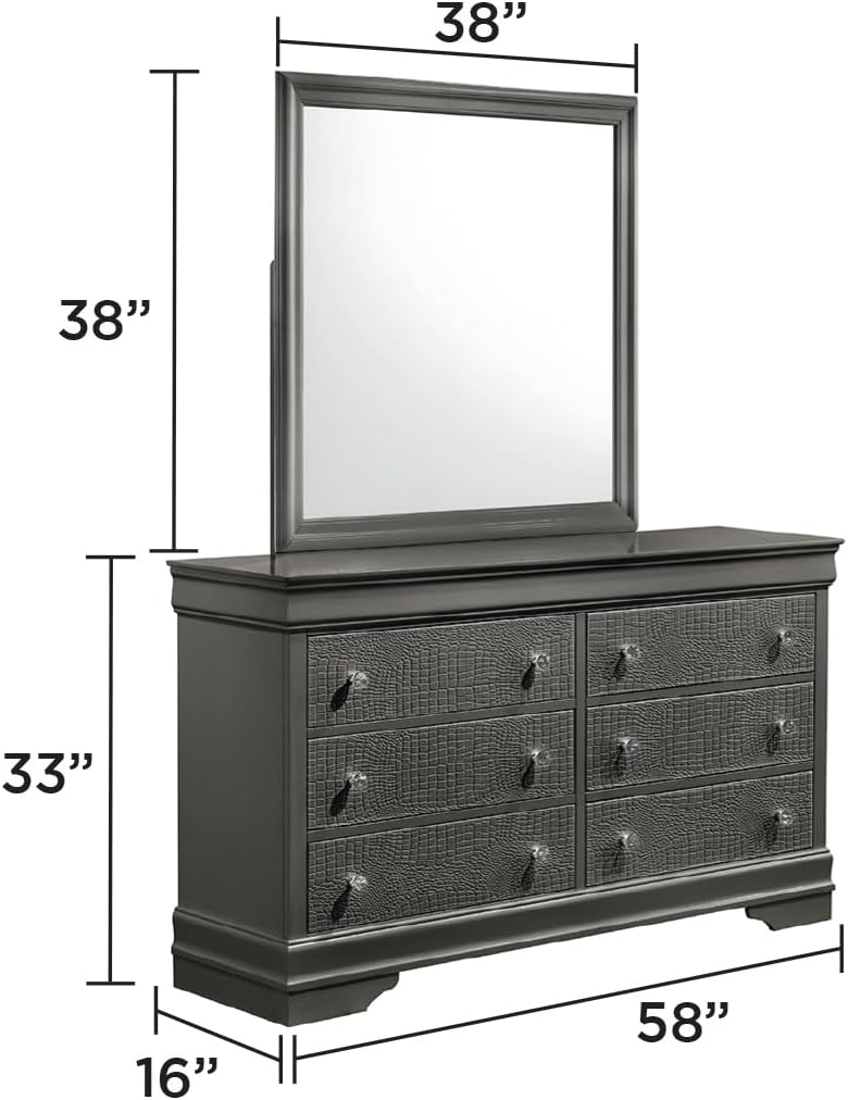 GOWE Blaze Upholstered Modern Style 5 Pc Full Bedroom Set with LED Headboard Made with Wood in Metallic Gray(CA Warehouse)