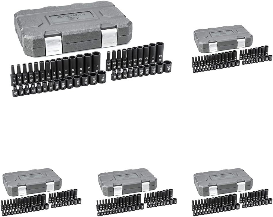 GEARWRENCH 48 Pc. 1/4' Drive 6 Pt. Impact Socket Set, Standard & Deep, SAE/Metric - 84902 (Pack of 5)