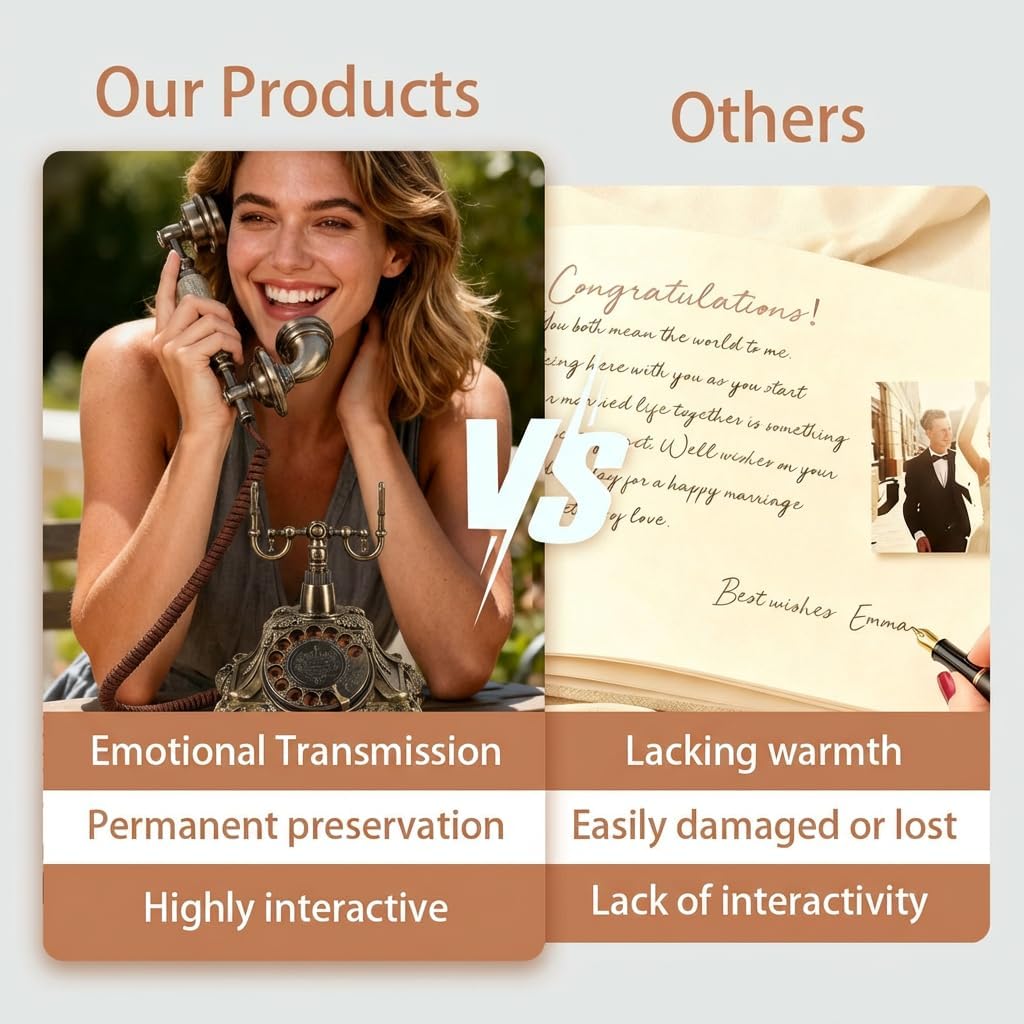 Audio Guest Book Wedding Phone, Audio Guestbook After the Tone,Recording Voicemail for Wedding, Parties, Guaduations, Banquets, Rotary Design (Antique Brown)