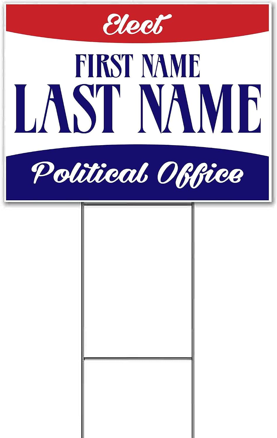 Elect Name Political Office Customizable (18' x 24') Yard Sign, Quantity Discounts, Multi-Packs, Includes Metal Step Stake, Bandit, New, Advertising, USA