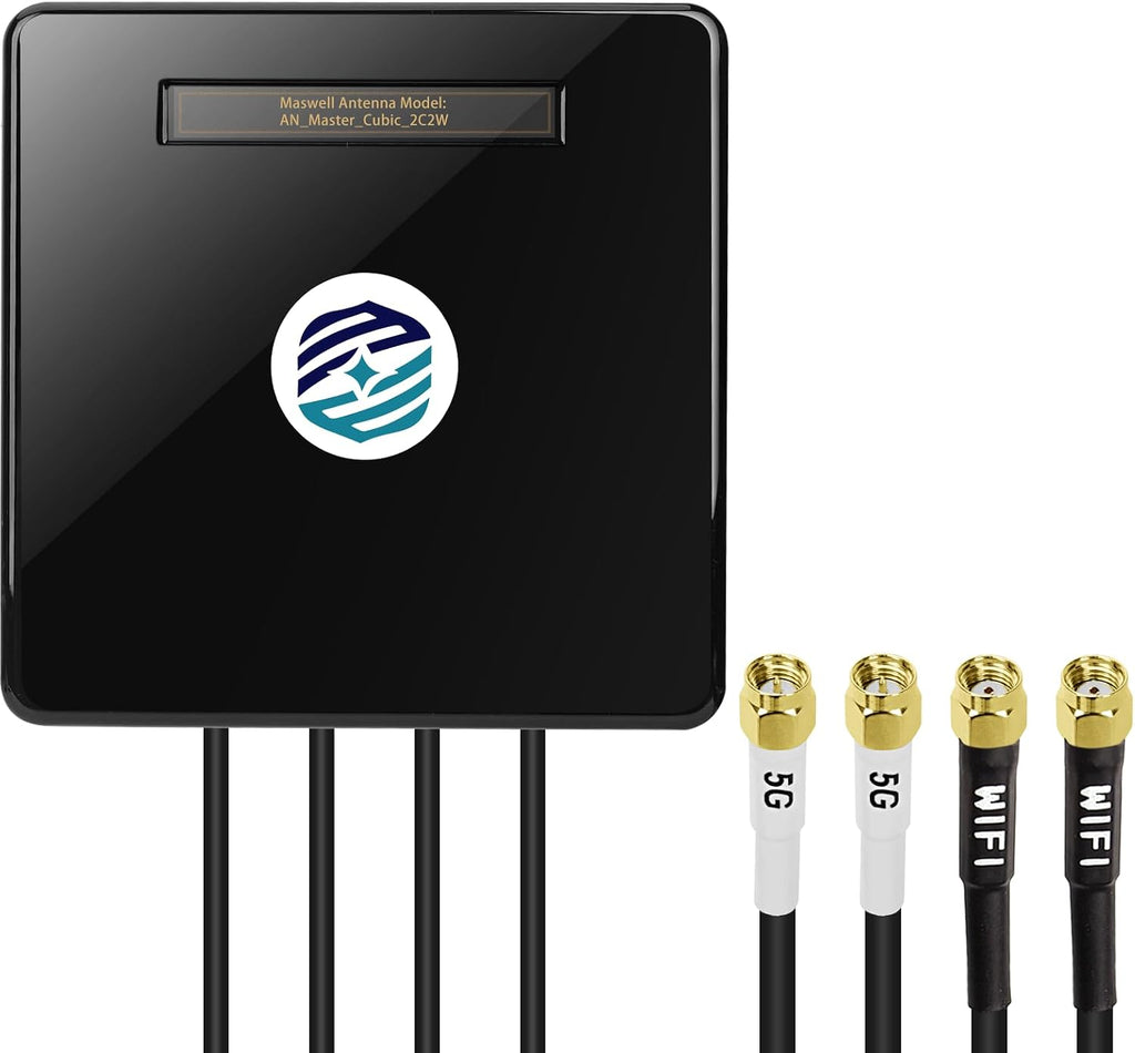 Maswell 2X2 5G MIMO 2X2 WIFI7 Antenna 600MHz~8.0GHz Antenna Cellular 5G 4G LTE 3G WiFi6E UWB and GSM Screw Mount Cubic Antenna SMA Male RP SMA Plug Waterproof