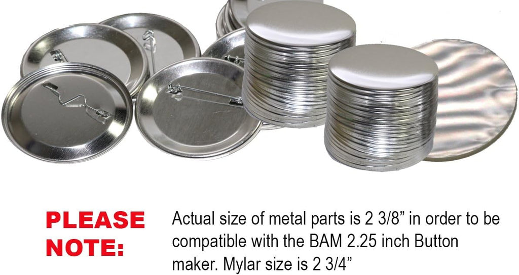 Badge A Minit 2 1/4' Pin Back Buttons 500 Pack 3011C - ONLY for BAM Machines - Generic Compatible with Badge A Mint 2.25' (57 mm Also 2 3/8))
