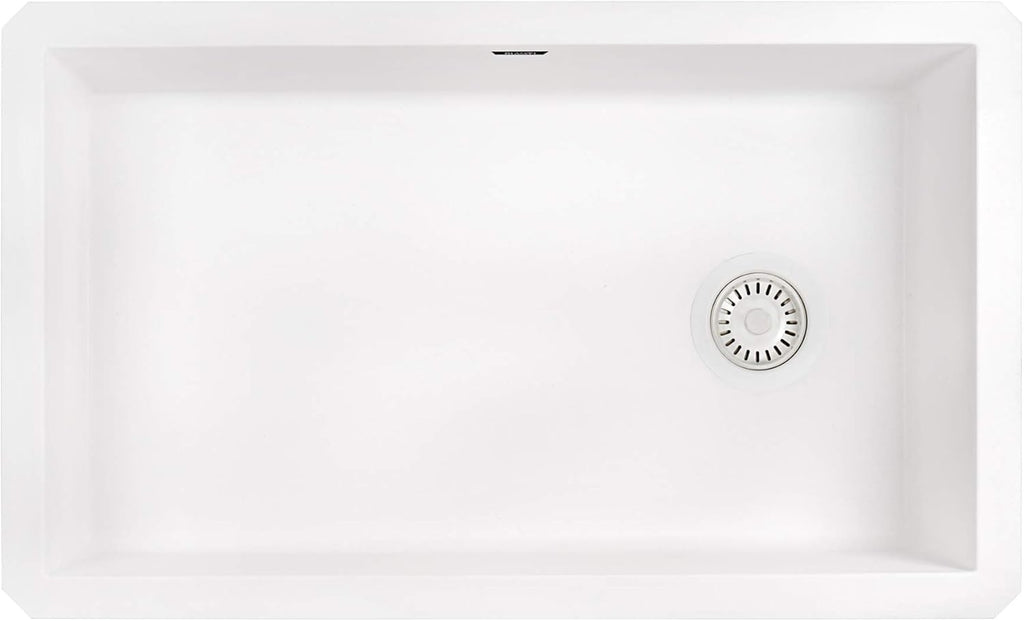 Ruvati 32 x 19 inch epiGranite Undermount Granite Composite Quartz Single Bowl Kitchen Sink - Arctic White - RVG2033WH