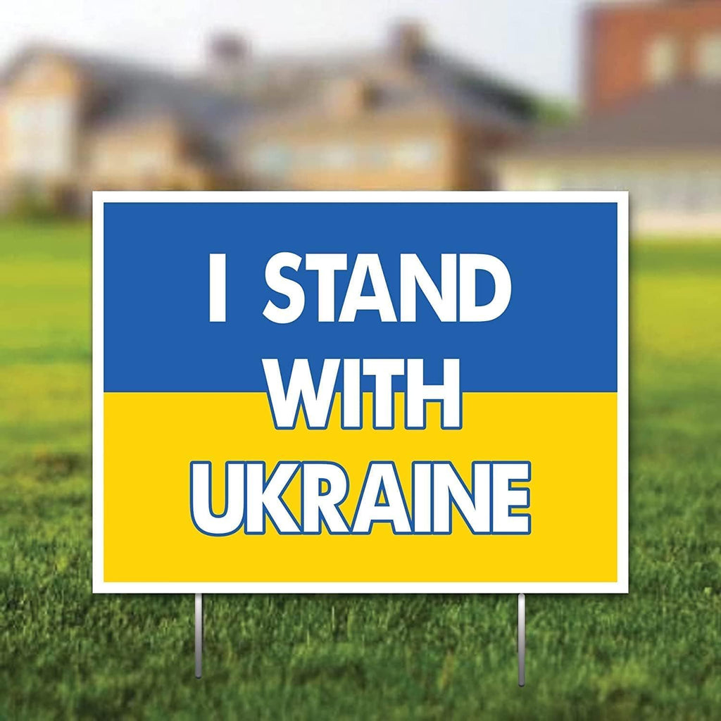 I Stand With Ukraine Yard Sign – 18x24 Inch, Waterproof with Metal Stakes (12)