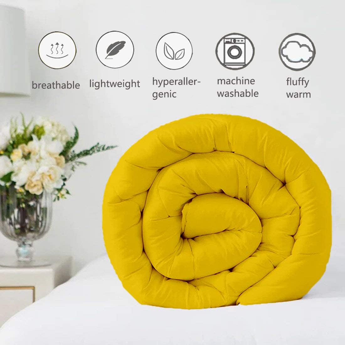 Super Soft 1000-TC All Season Down Alternative Comforter & 2pc Pillow Shams Super King (98' x 108') Inches Decorative Pintuck Comforter 100% Egyptian Cotton 600-GSM Fill & 8-Corner Tabs