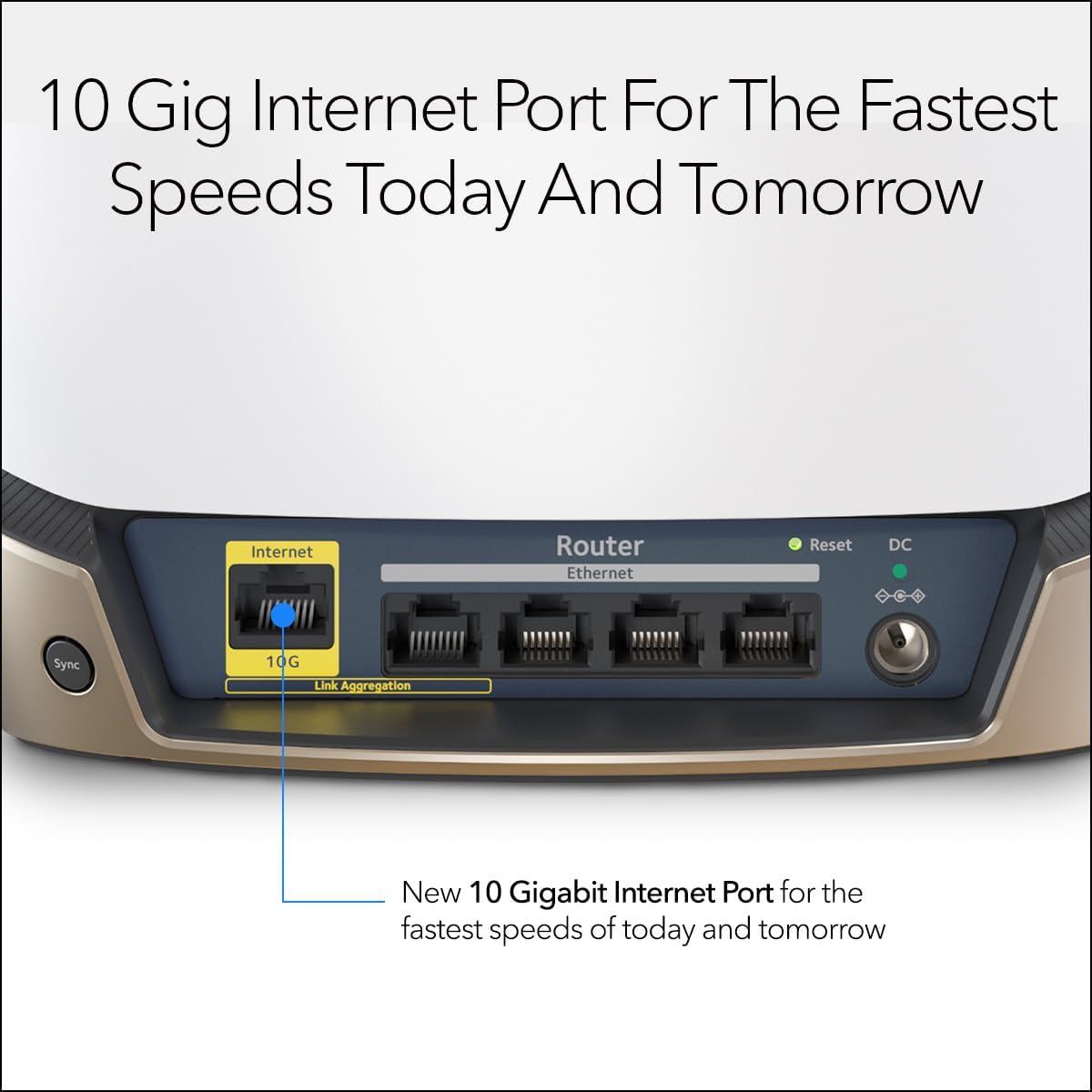 NETGEAR Orbi Tri-Band WiFi 6 Router (RBR860S) - Coverage up to 2,700 sq. ft, 100 Devices -10 Gig Internet Port - AX6000 802.11ax (up to 6Gbps) (Renewed)