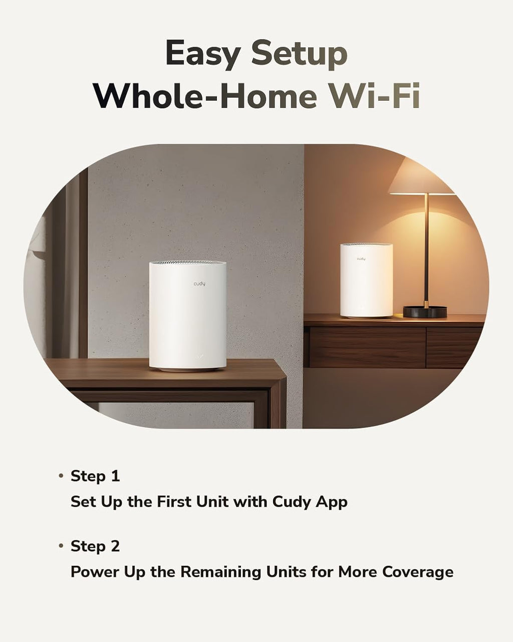 Cudy Dual Band BE3600 WiFi 7 Wi-Fi Mesh System, 3.6 Gbps 160 Mhz, Coverage up to 2900 Sq.ft, 3 Gigabit Ports, Multi-VPN Compatible, Cudy APP Control(M3600 3-Pack)