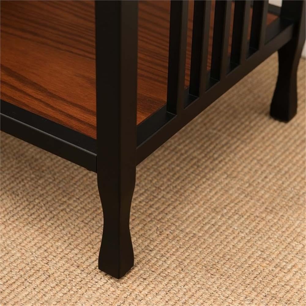 Bowery Hill 1 Drawer Nightstand, 28' H x 24' W x 16' D, Hardwood Solids and Oak Veneers, Mission Oak Finish, Blackened Metal Slats, Lower Display Shelf, Full Extension Drawer Guides, Bedroom Furniture
