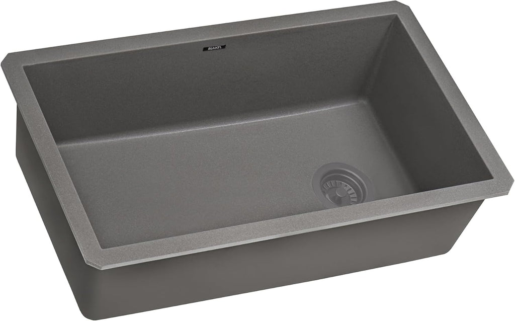 Ruvati 32 x 19 inch epiGranite Undermount Granite Composite Quartz Single Bowl Kitchen Sink - Urban Gray - RVG2033UG