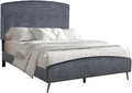 HomeStock Velvet Upholstered Panel Bed - Modern Bedroom Furniture - Gray Queen