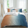 Gradient Orange Blue Duvet Cover Set Queen Size 4 Pieces Modern Abstract Minimalist Blue Ocean Beach Bedding Set with Zipper Closure, 1 Comforter Cover 86x86 Inches 1 Flat Sheet & 2 Pillow Cases