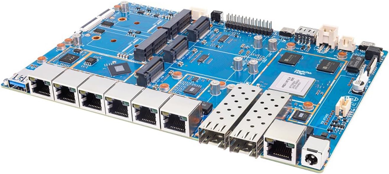 Banana Pi BPI-R4 Pro 8X/4E WiFi 7 Wireless Dual-Band WiFi Router Board OpenWRT, MediaTek MT7988A30K DMIPS SoC - 2X 10GbE SFP&RJ45, 4X 2.5GbE LAN for NAS Smart Home Gateway (Bundle3, 4E)