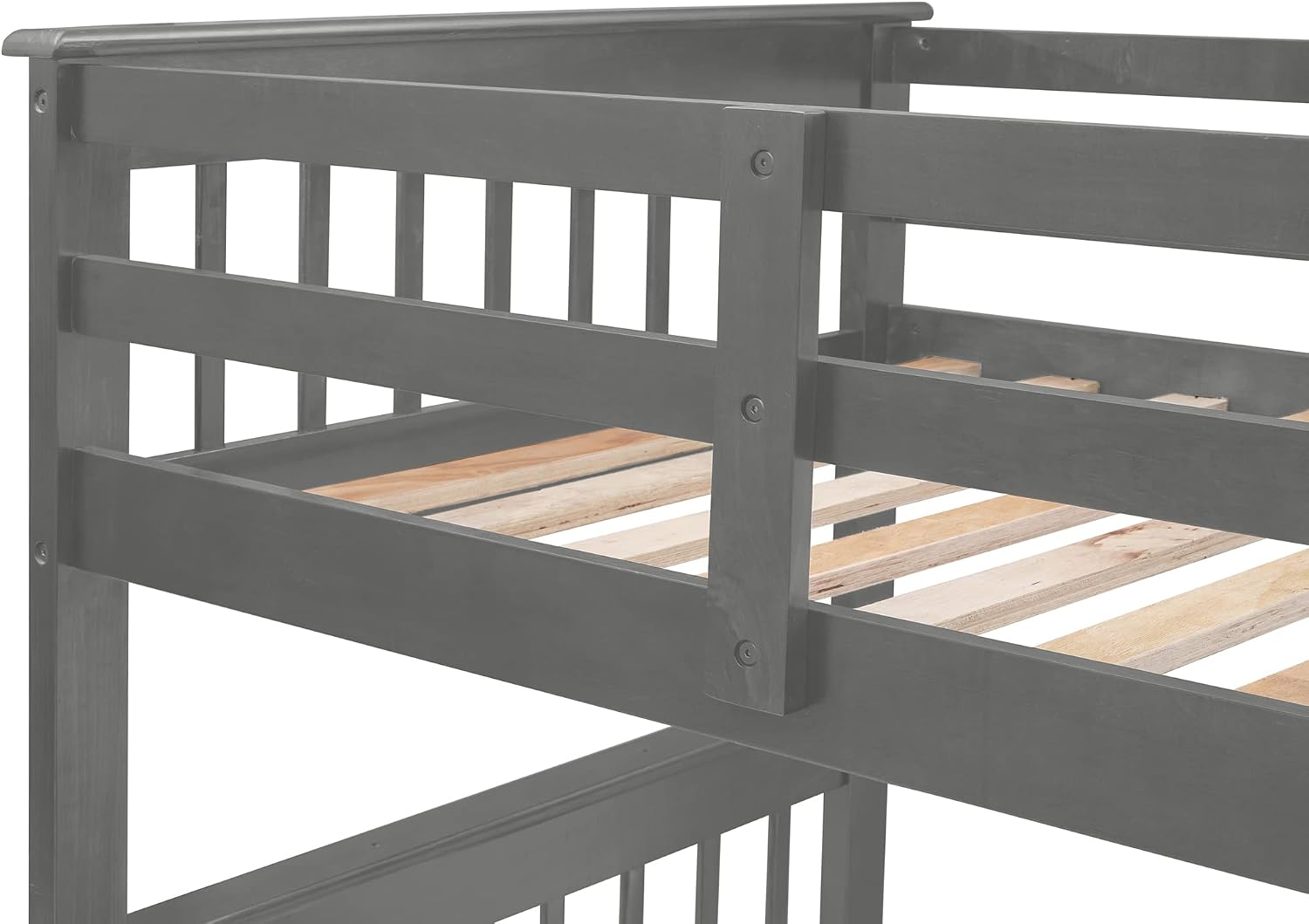 Merax Twin-Over-Full Stairway Bunk Bed with Drawer, Storage and Guard Rail for Bedroom, Dorm, for Adults (Grey)