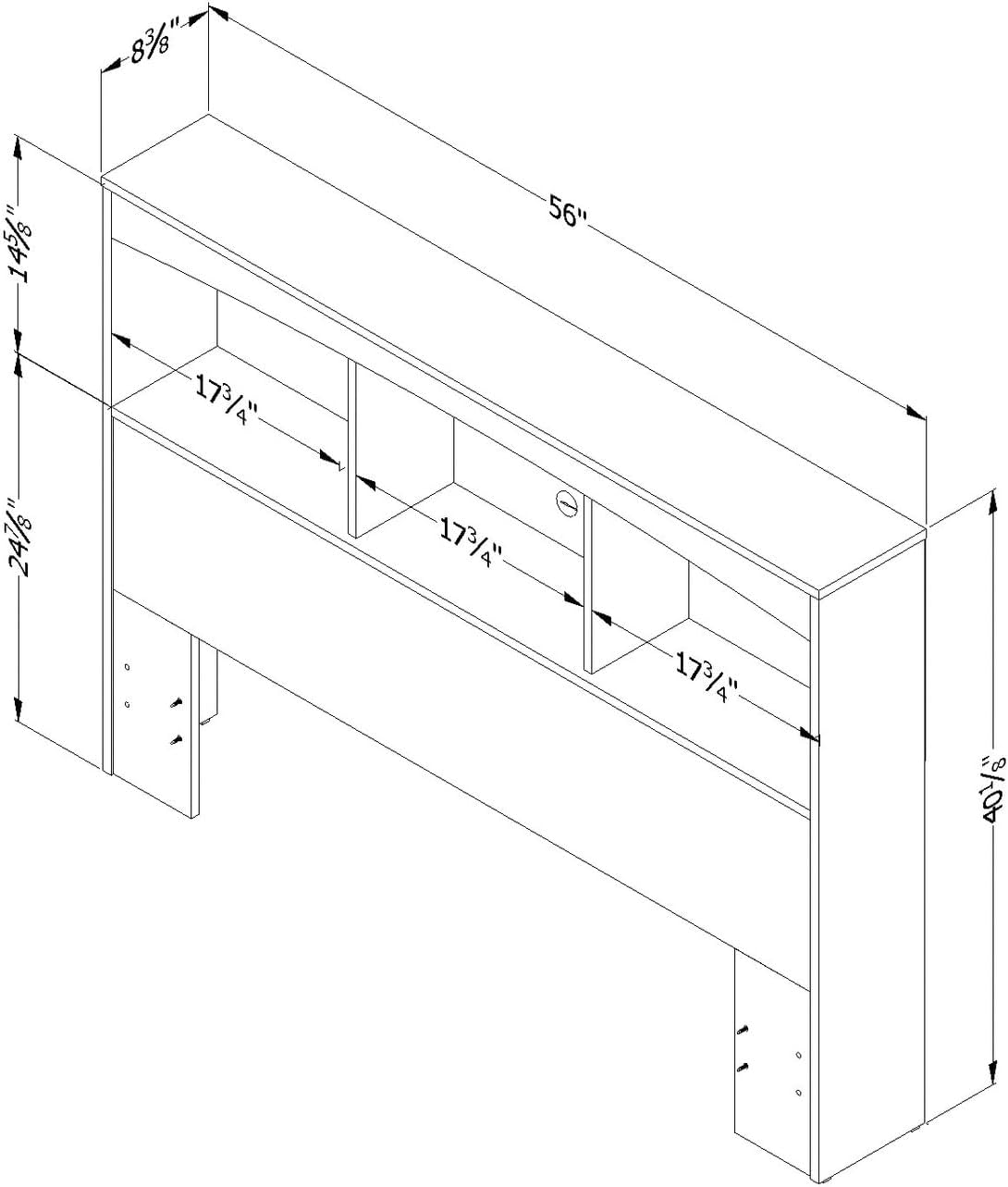 South Shore Step One Bookcase Headboard, Full, Pure White