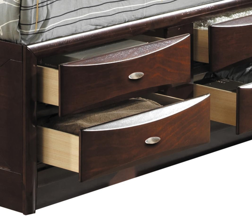 Acme Ireland Full Wood Platform Bed with Storage Drawers in Espresso